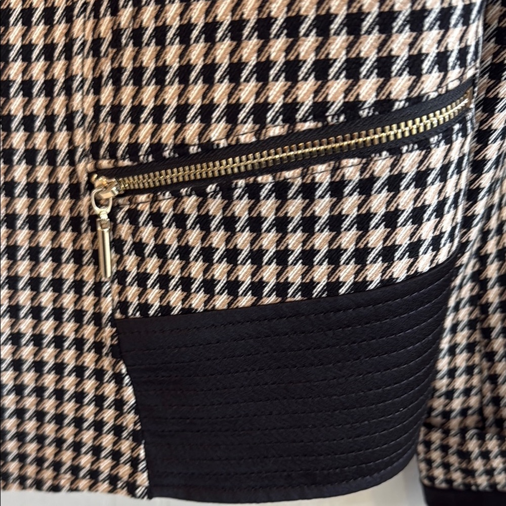 White House Black Market Houndstooth Zip-Up Jacket size 14 - Picture 5 of 13